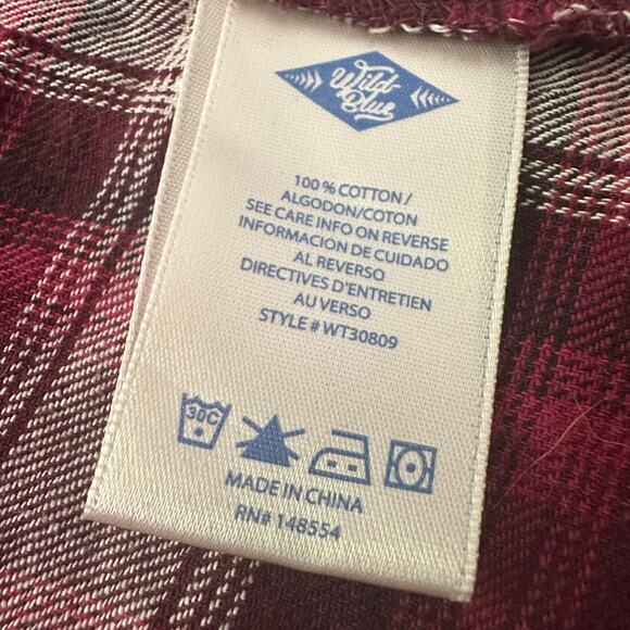 Wild Blue x Sadie Robertson red & cream plaid flannel cardigan size M - Picture 7 of 9